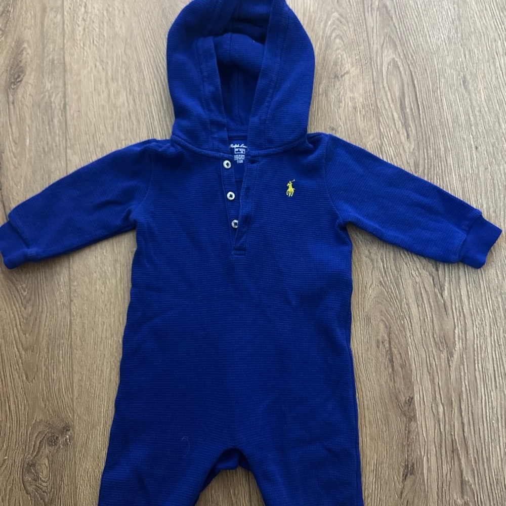 Ralph Lauren Blue Cozy Footie One Piece